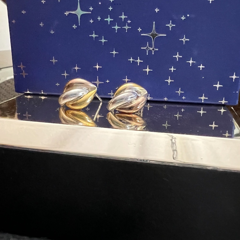 Savvy Cie Earring Studs 18K Gold Plated Over Sterling Silver